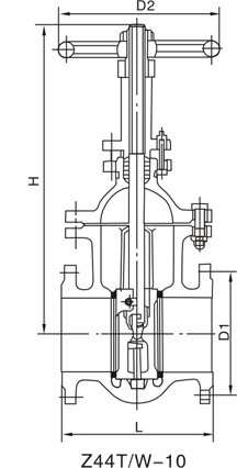明杆闸阀Z44T-10参数图